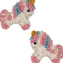 2 PACK UNICORN BEADED HAIR CLIPS
