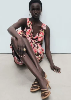 Animal print strap heel sandal