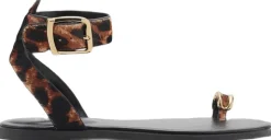 Animal-print leather sandals