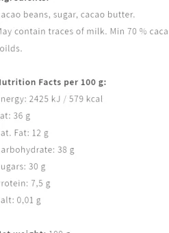 Barba, Nicaragua 70% 100 g
