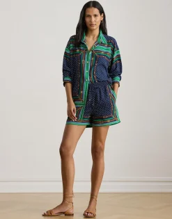 Belting-Print & Polka-Dot Drawcord Short