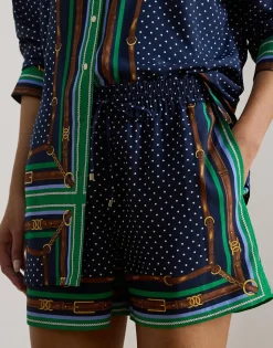 Belting-Print & Polka-Dot Drawcord Short