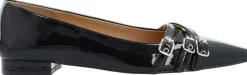 BIABARI Pointy Flat Buckle Faux Leather