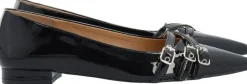 BIABARI Pointy Flat Buckle Faux Leather