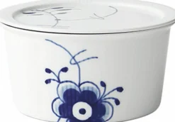 Blå Mega Riflet 100 cl. skål med låg