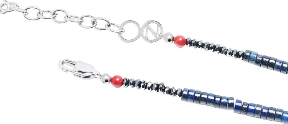 Blue Lapis Heishi Necklace with Tiger Eye and Turquoise