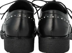 Chunky snøresko i læder med dekorat