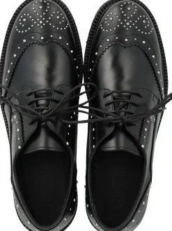 Chunky snøresko i læder med dekorat