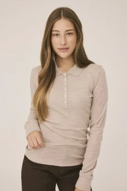 Cilla 12 Langærmede polo strik - 100% Merino uld RWS