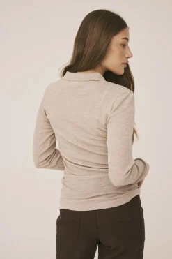 Cilla 12 Langærmede polo strik - 100% Merino uld RWS