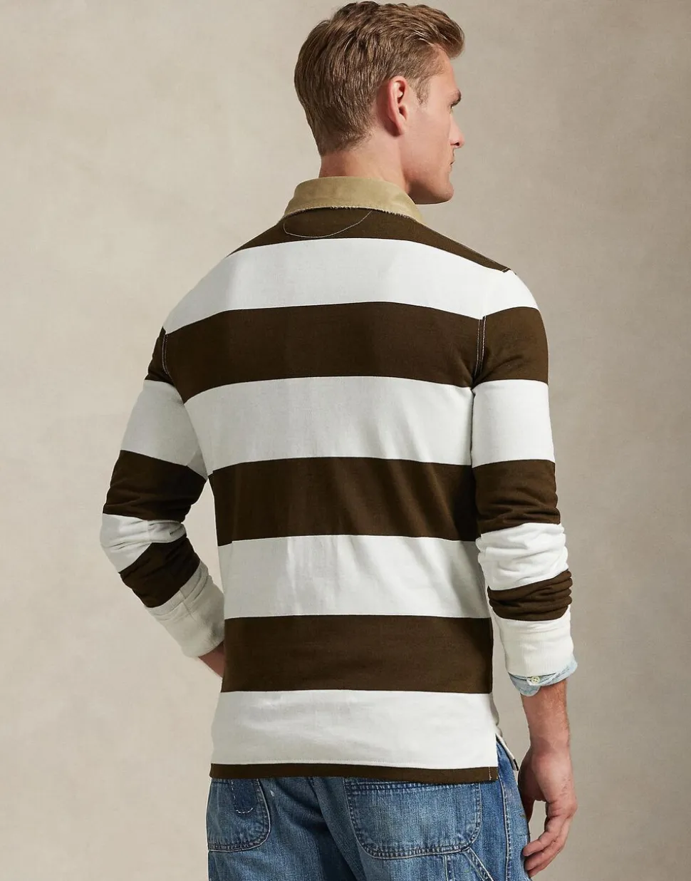 Classic Fit Khaki-Collar Rugby Shirt