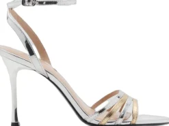 Combined strap heeled sandal