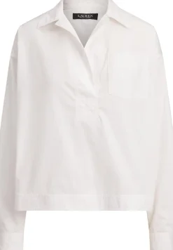 Cotton Broadcloth Cropped Shirt