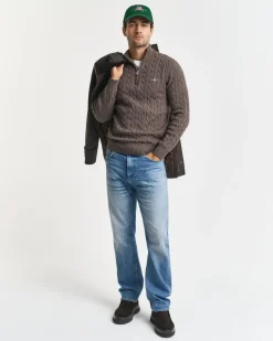 COTTON CABLE HALF ZIP