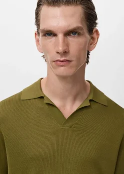 Cotton polo shirt with microstructu