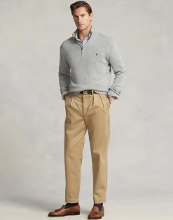 Cotton Quarter-Zip Mockneck Sweater