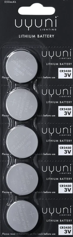 CR2450 Battery, 3V, 550mAh - 5 pack