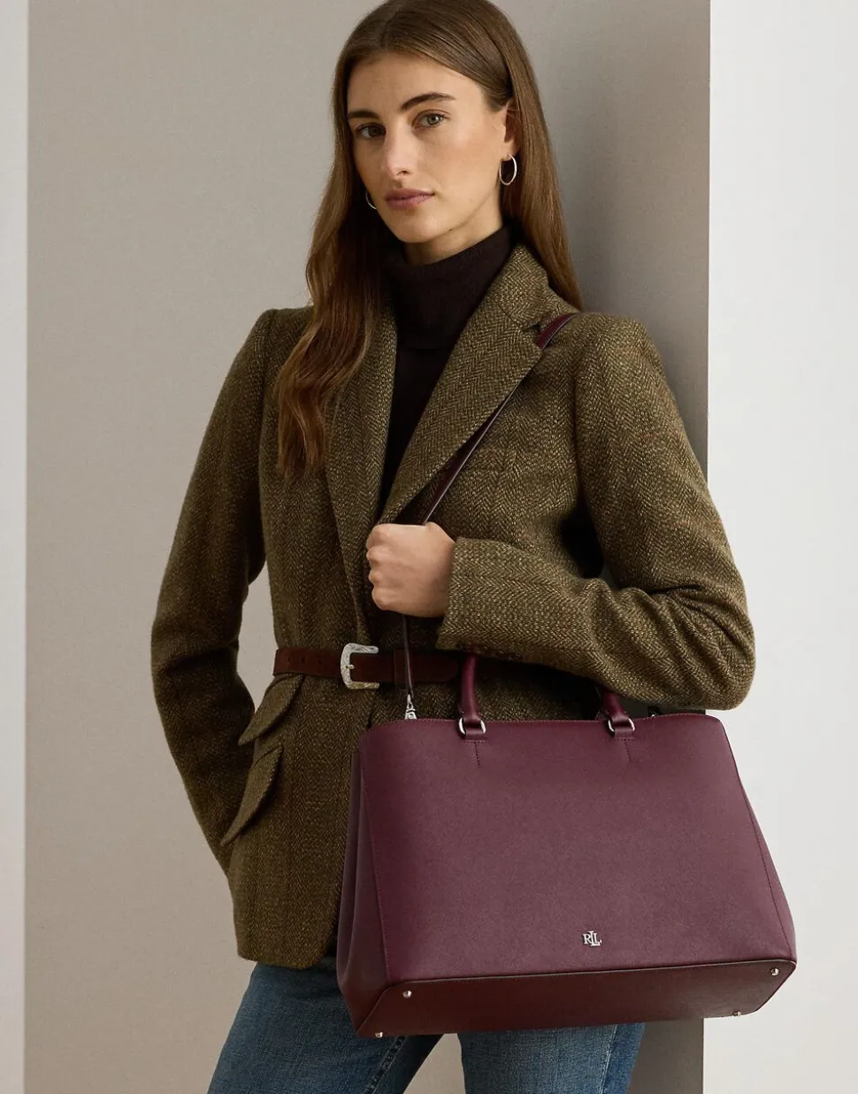 Crosshatch Leather Large Hanna Satchel