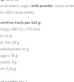 Dark Milk 65 %, Nicaragua