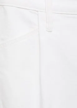 Denim shorts with frayed hem and pl