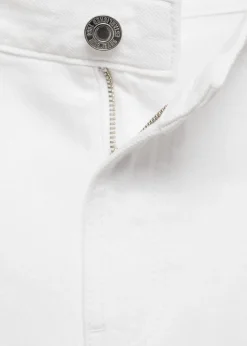 Denim shorts with frayed hem and pl