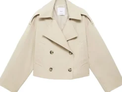 Double-breasted cropped trench coat