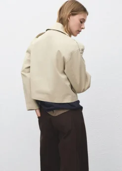 Double-breasted cropped trench coat