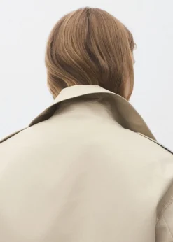 Double-breasted cropped trench coat