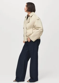 Double-breasted cropped trench coat