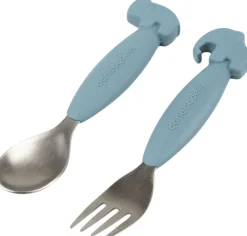 Easy-grip ske og gaffel sæt Deer friends Blå