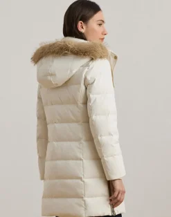 Faux-Fur-Trim Hooded Down Coat