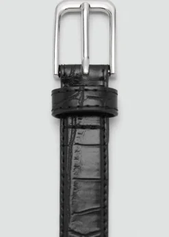 Fine croco leather-effect belt