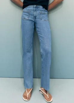 Flared cropped jeans with pockets