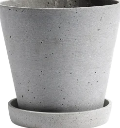 Flowerpot with Saucer-Large-Grey