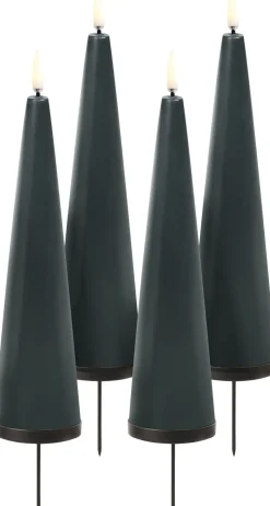 Giftbox w. spike, remote, LED cone candle, Pine green, Smoot