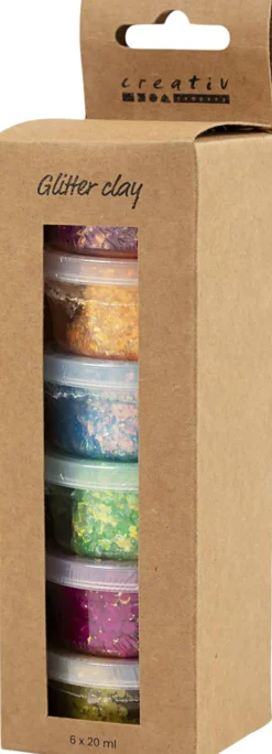 Glitter Clay, 6x20ml.
