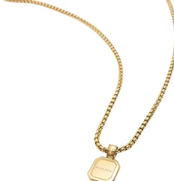 Gold Necklace with Square Onyx Pendant