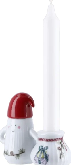 Hammershøi Christmas Nissefar lysestage H8. 5 hvid m. deko