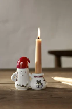 Hammershøi Christmas Nissefar lysestage H8. 5 hvid m. deko