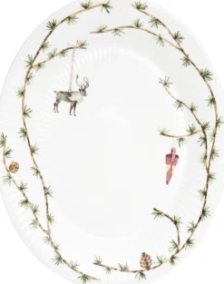 Hammershøi Christmas Ovalt bordfad 27x34 hvid m. deko