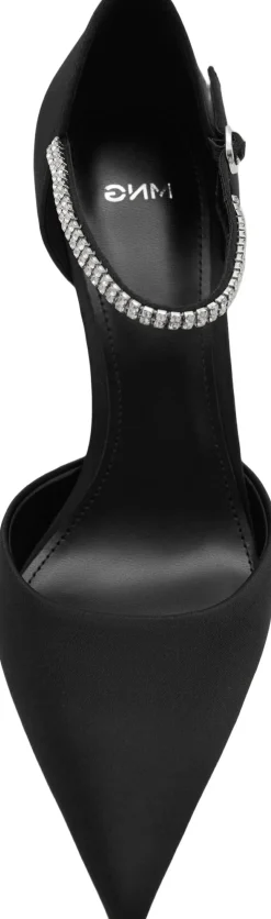 High heel shoe with rhinestone stra