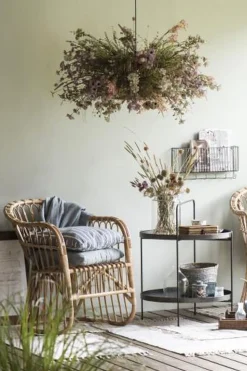 Hængelampe bambus skærm hvid plastikledning