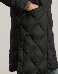 Hooded Diamond-Quilted Down Coat