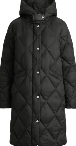 Hooded Diamond-Quilted Down Coat