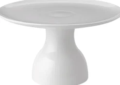 Hvid Riflet Fad på fod 20 cm