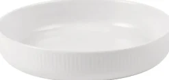 Hvid Riflet ovnfast fad rundt 18,5 cm.