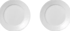 Hvid Riflet 2-pak tallerkner 22 cm