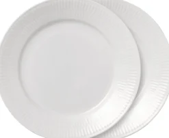 Hvid Riflet 2-pak tallerkner 22 cm