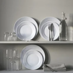 Hvid Riflet 2-pak tallerkner 27 cm