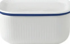 Hvid riflet smørskål m. låg